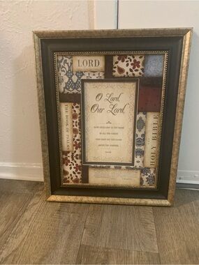 Framed Religious Wall Art - Brown and Gold Prayer Print